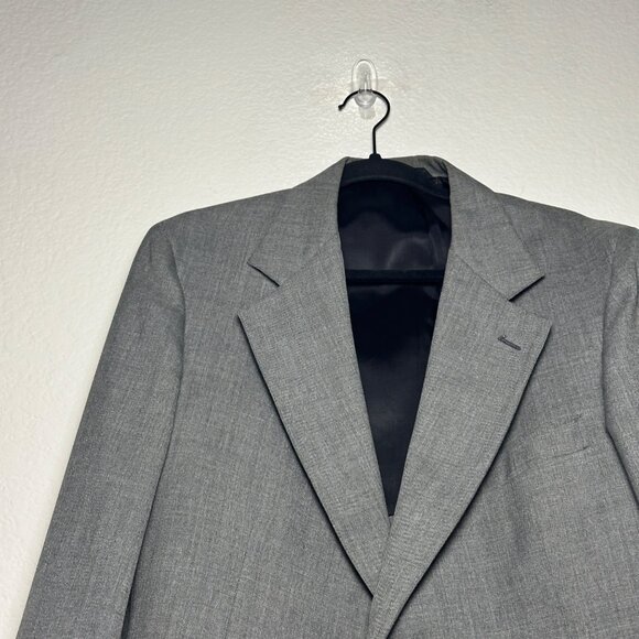 VTG Cricketeer Jacker Blazer Sports Coat Grey Plaid Mens 42R Formal Classic 90s - Picture 13 of 16
